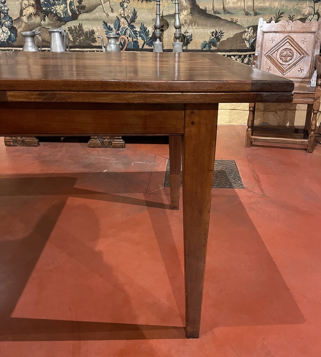19th Century Cherry Wood Extendable Table 3.70m X 97cm-photo-3