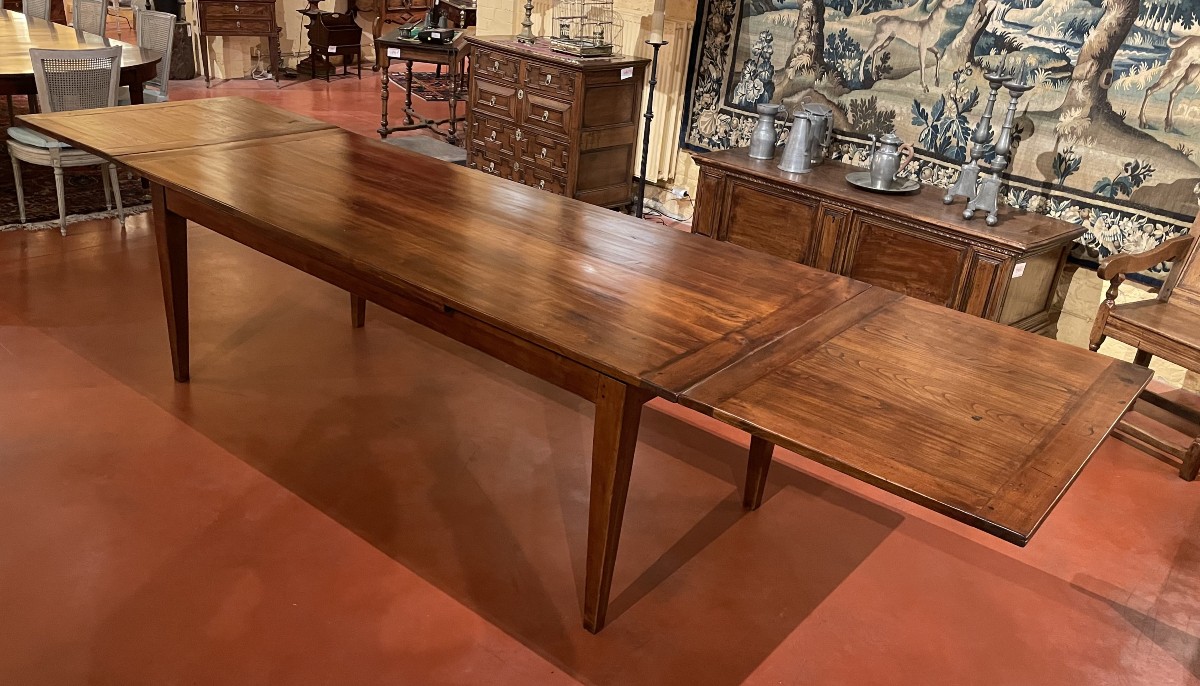 19th Century Cherry Wood Extendable Table 3.70m X 97cm