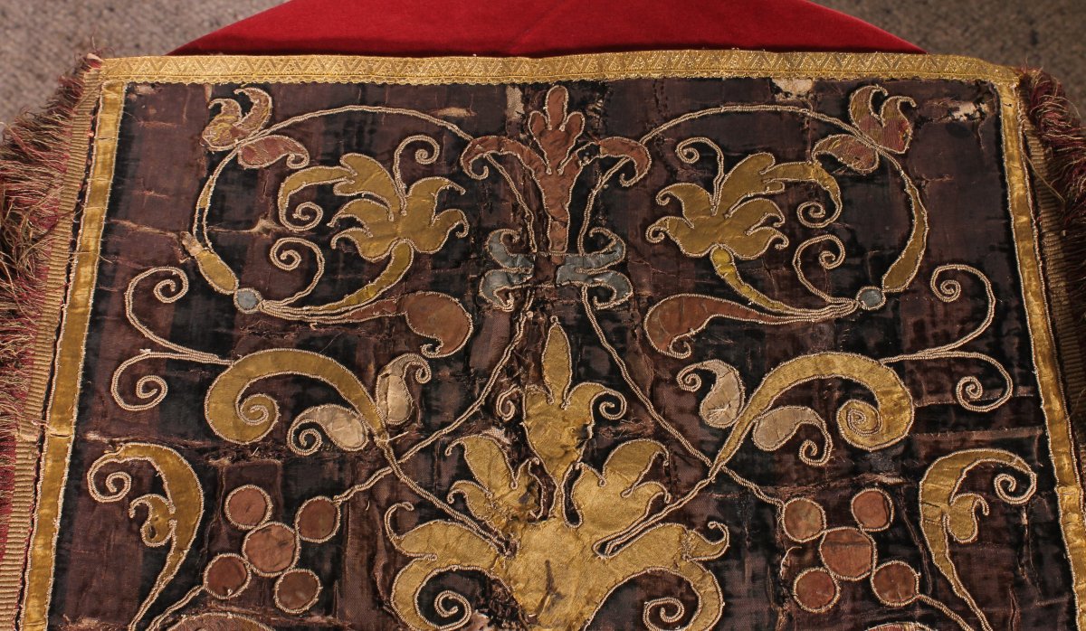 Tissu En Velours Et Soie Brodé -Italie-époque renaissance -photo-3