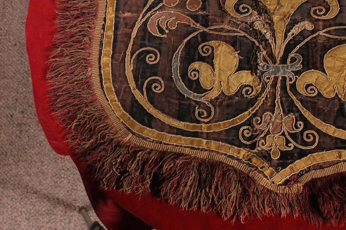Tissu En Velours Et Soie Brodé -Italie-époque renaissance -photo-3