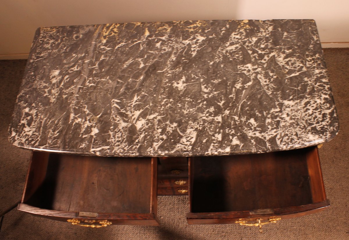 Commode du Dauphiné époque Louis XIV en marqueterie d’olivier-photo-2