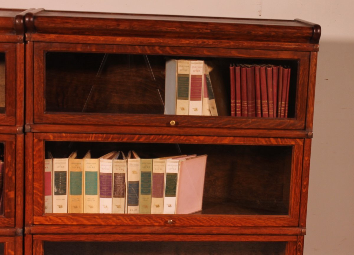 paire de bibliothèques Globe Wernicke London en chêne circa 1900-photo-4