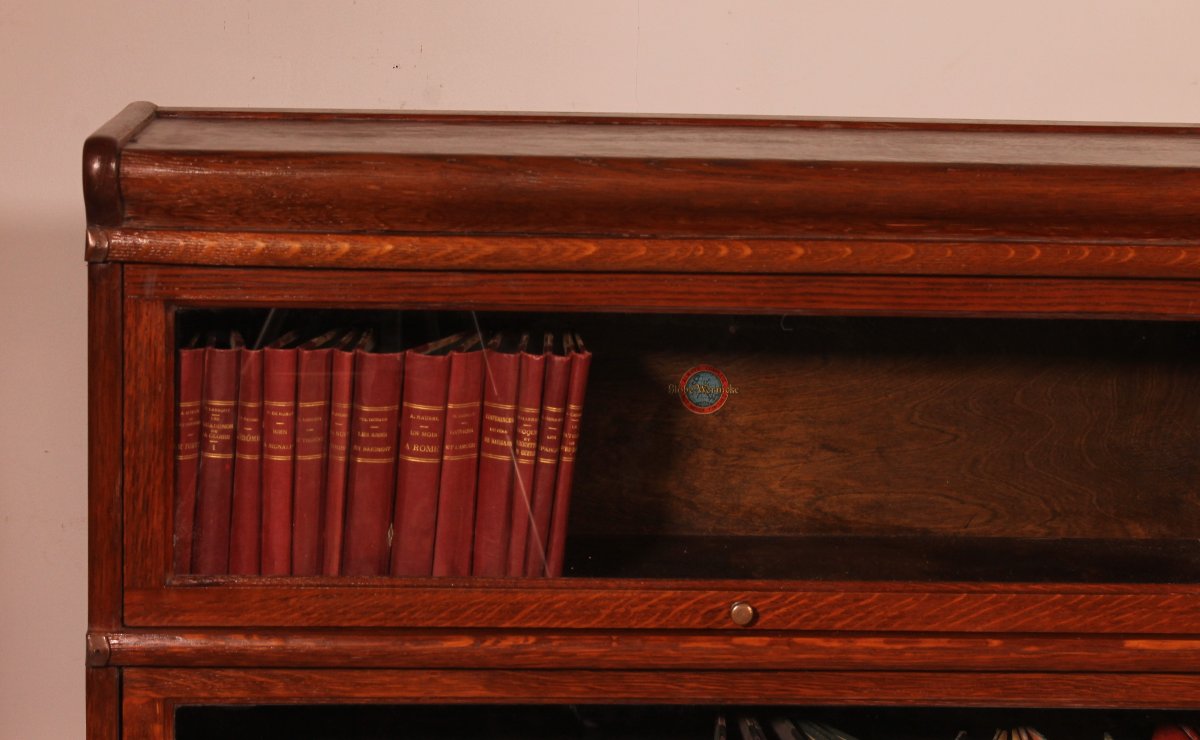 paire de bibliothèques Globe Wernicke London en chêne circa 1900-photo-1