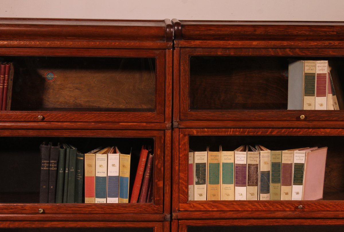 paire de bibliothèques Globe Wernicke London en chêne circa 1900-photo-3