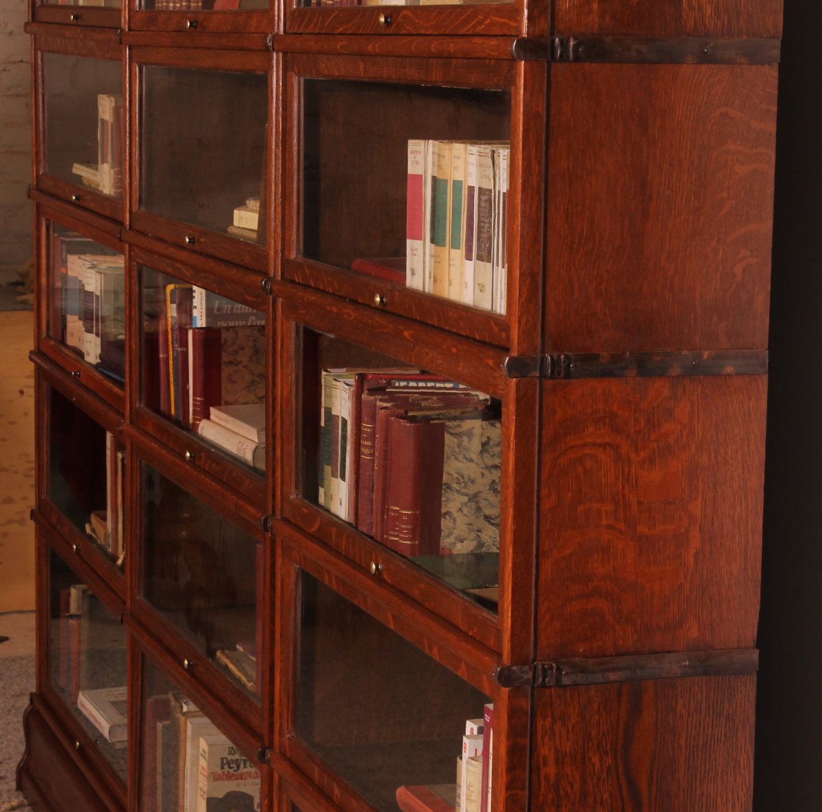 A Set Of 3 Globe Wernicke Oak Bookcases -19th Century-photo-8