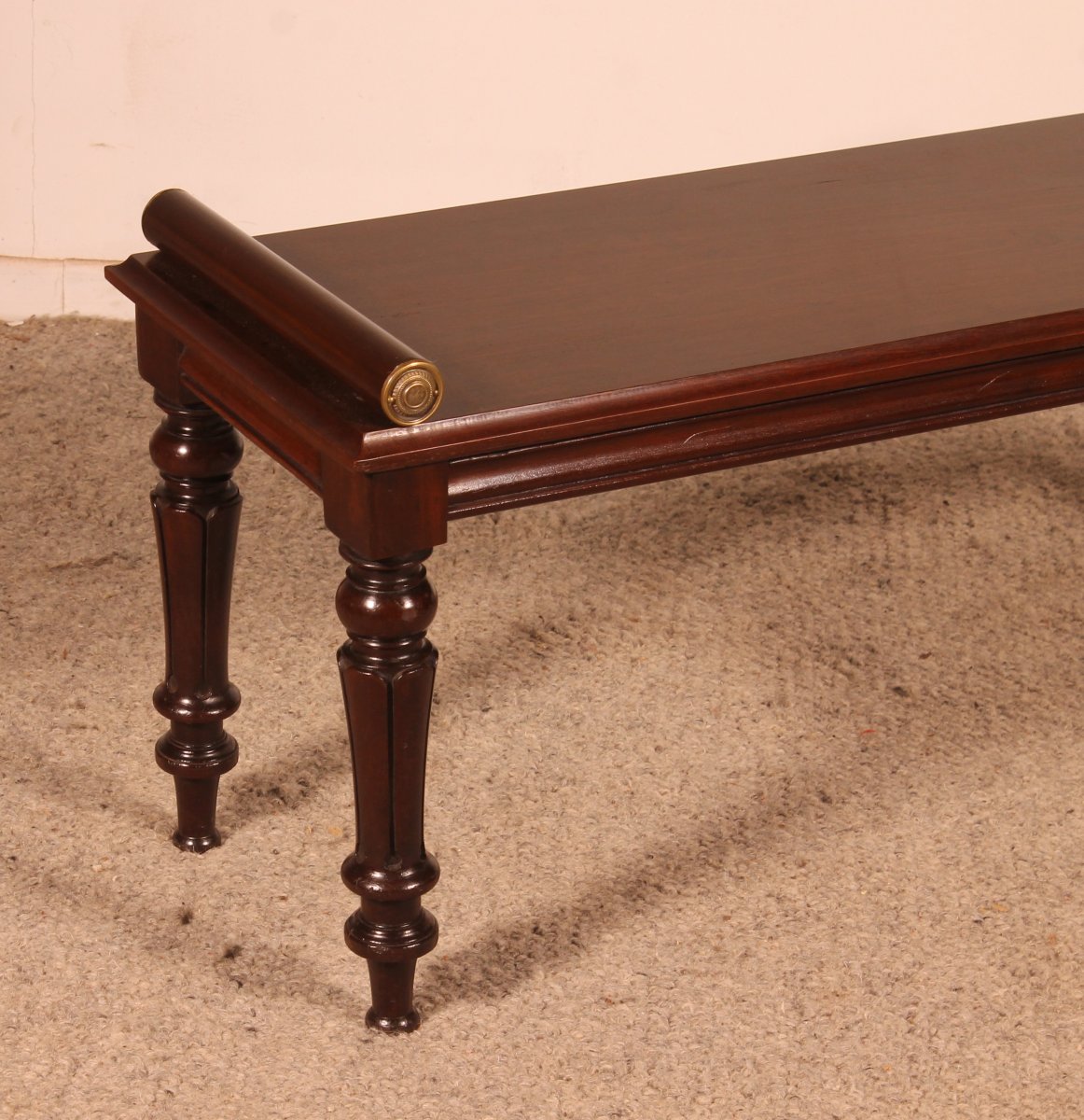 Early 19th Century Mahogany Hall Bench Ou Window Seat-photo-3