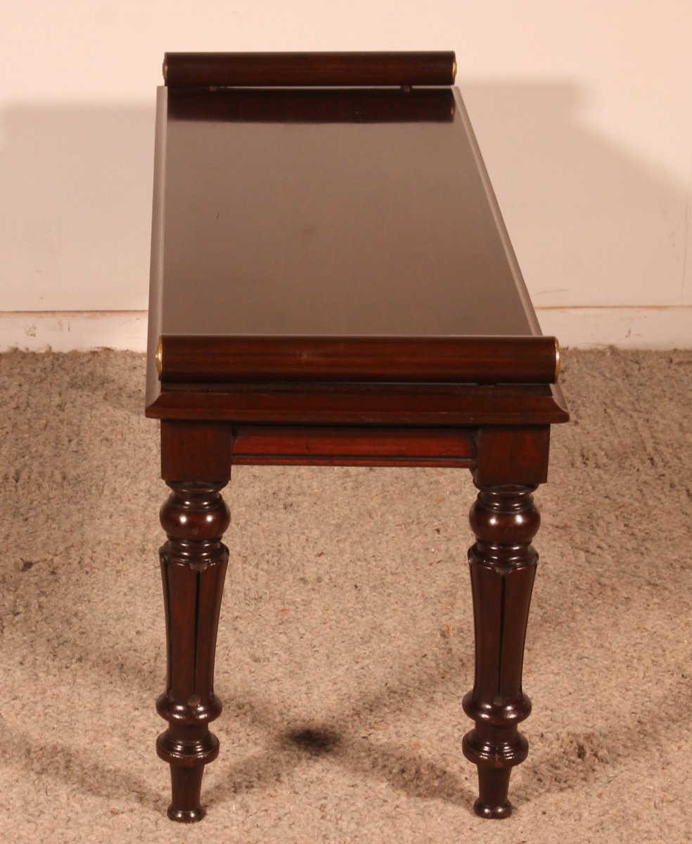 Early 19th Century Mahogany Hall Bench Ou Window Seat-photo-4