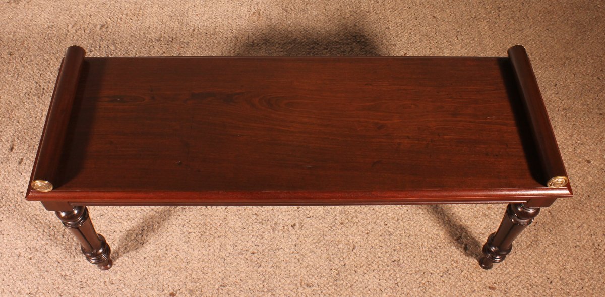 Early 19th Century Mahogany Hall Bench Ou Window Seat-photo-5