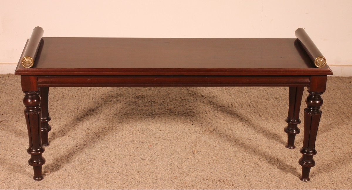 Early 19th Century Mahogany Hall Bench Ou Window Seat