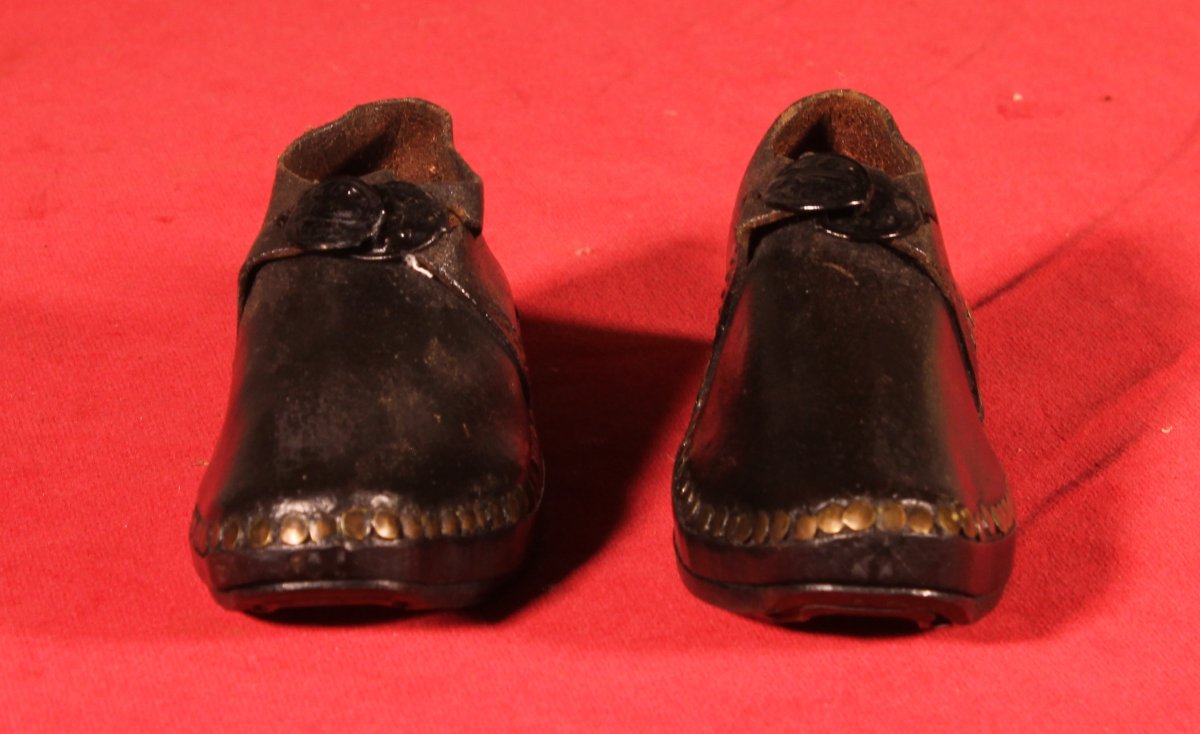 Petites chaussures sabots d'enfant en cuir - 18° siècle-photo-3