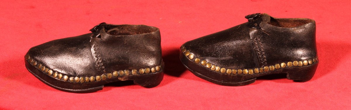 Petites chaussures sabots d'enfant en cuir - 18° siècle-photo-4