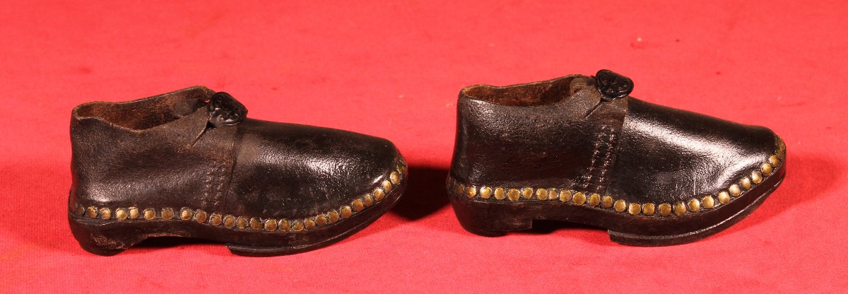 Petites chaussures sabots d'enfant en cuir - 18° siècle-photo-3