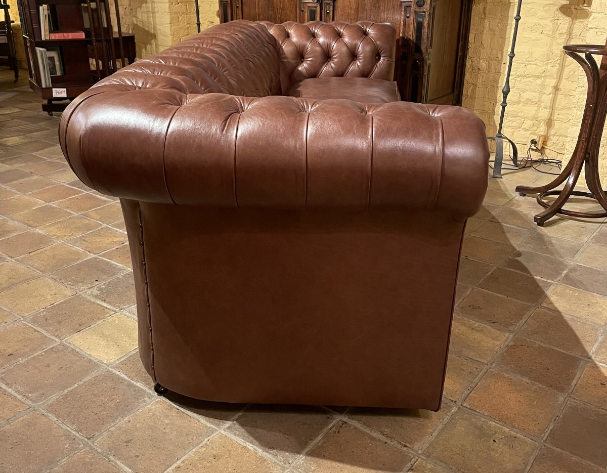canapé chesterfield 3 places en cuir brun-photo-6