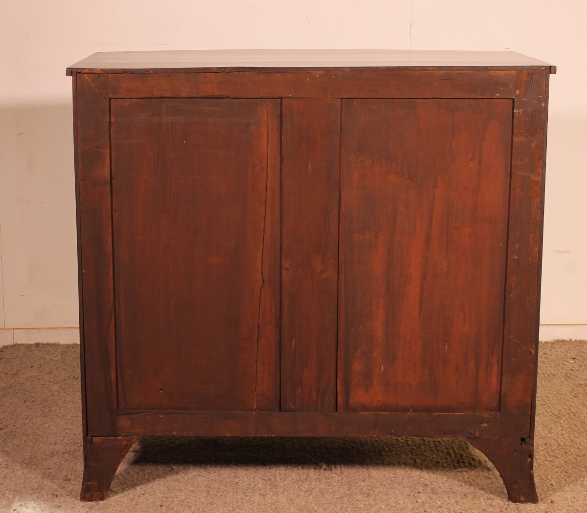 Commode bombée En Acajou et incrustations circa 1800-photo-3