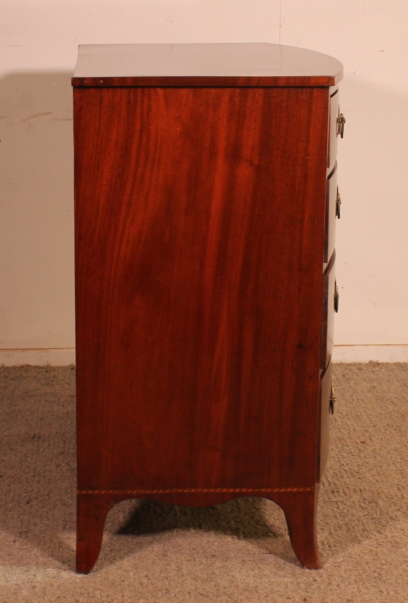 Commode bombée En Acajou et incrustations circa 1800-photo-4