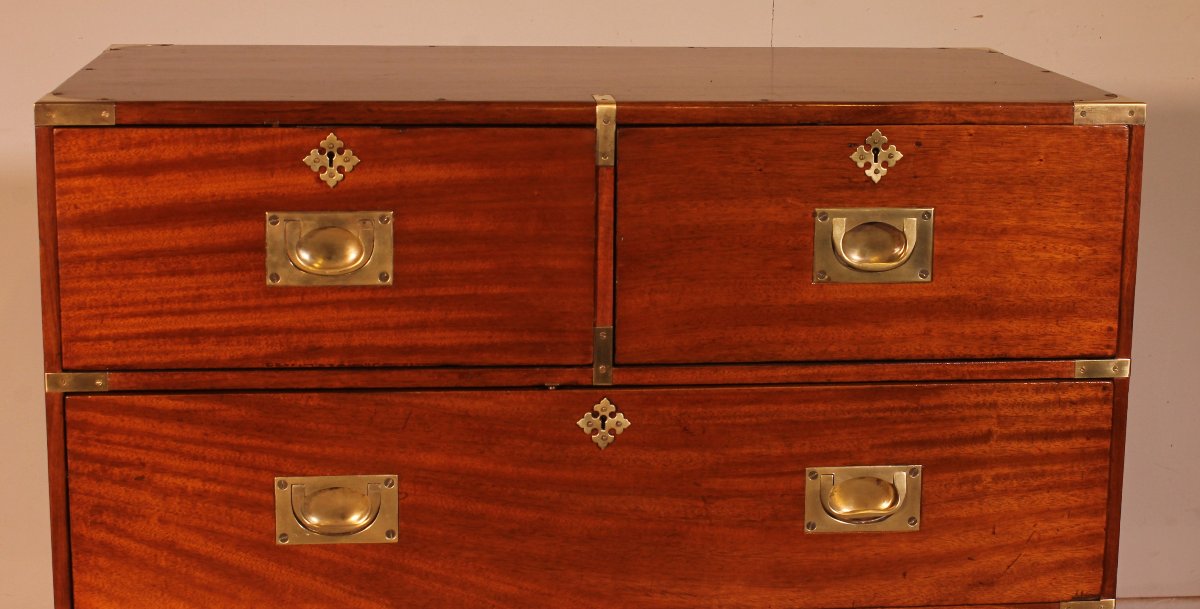 Commode Militaire Ou De Marine En Acajou blond-19° Siècle-photo-2