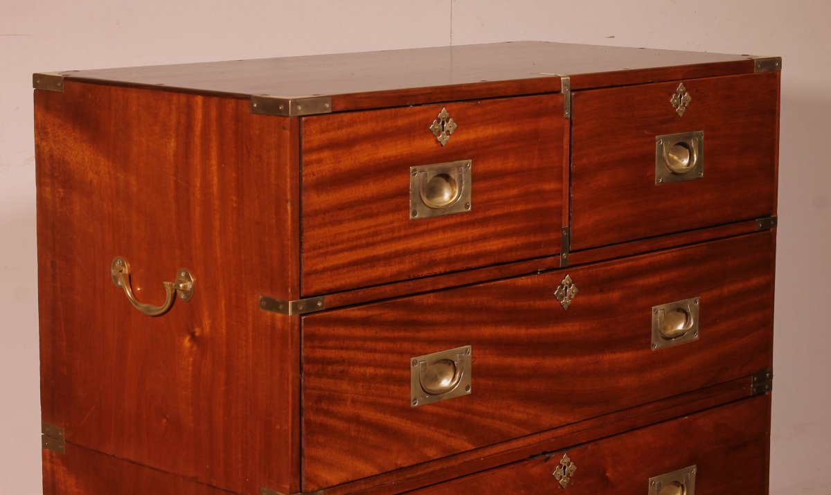 Commode Militaire Ou De Marine En Acajou blond-19° Siècle-photo-1