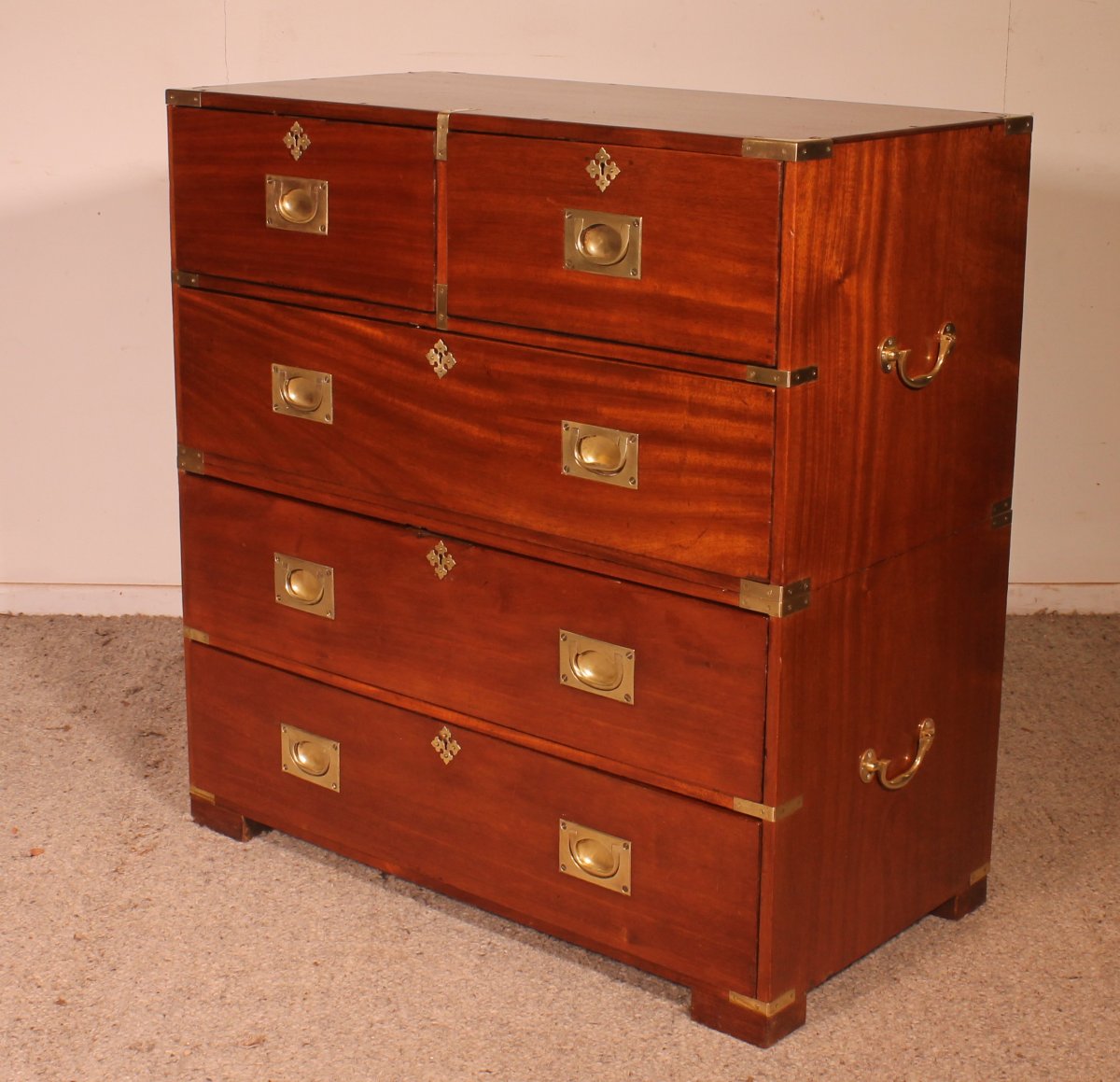 Commode Militaire Ou De Marine En Acajou blond-19° Siècle-photo-6
