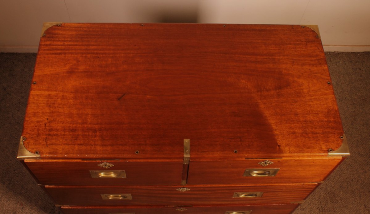 Commode Militaire Ou De Marine En Acajou blond-19° Siècle-photo-8