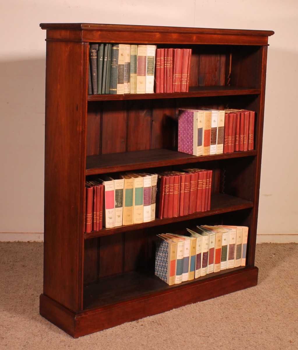 A Fine English Mahogany Open Bookcase-19° Century