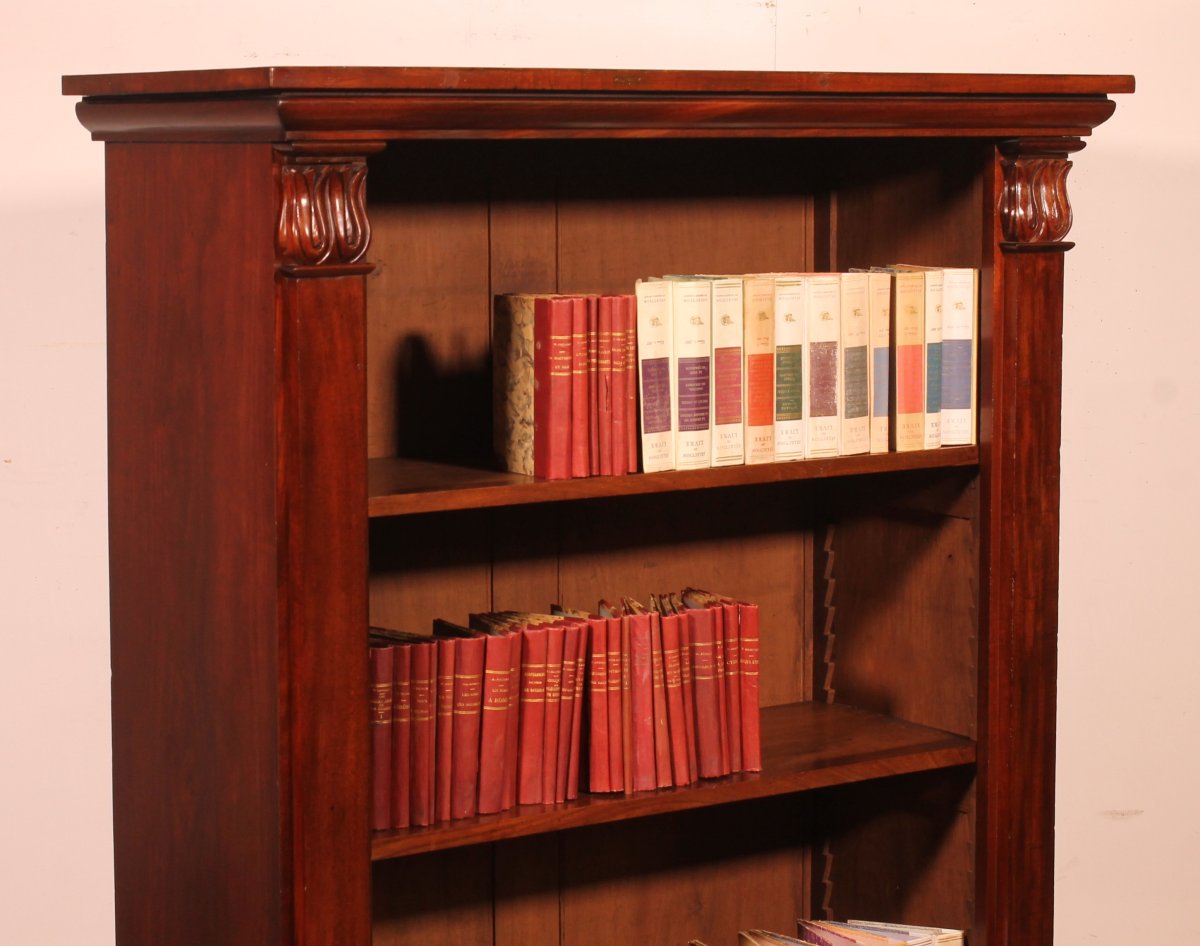 Open Bookcase In Mahogany William IV Circa 1830-england With Secret Drawer-photo-2