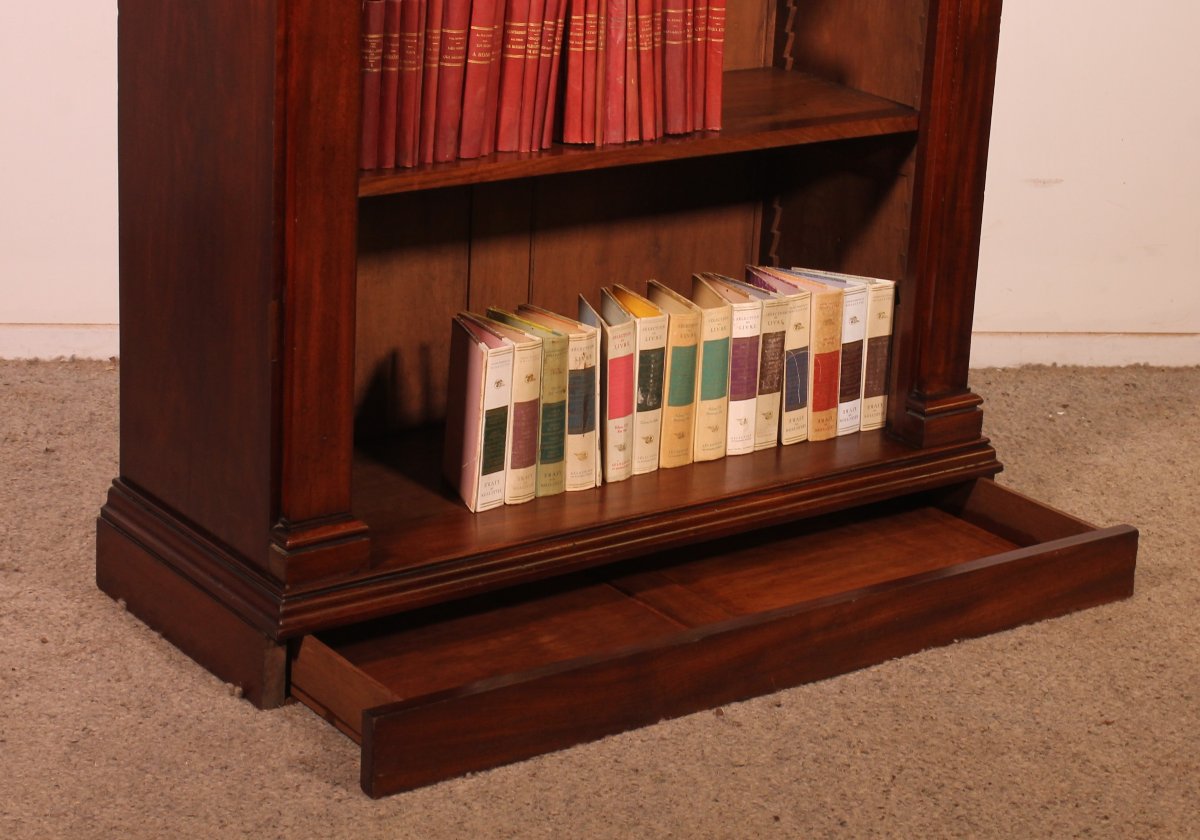 Open Bookcase In Mahogany William IV Circa 1830-england With Secret Drawer-photo-3
