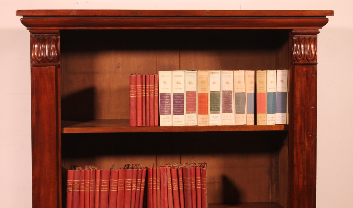 Open Bookcase In Mahogany William IV Circa 1830-england With Secret Drawer-photo-2