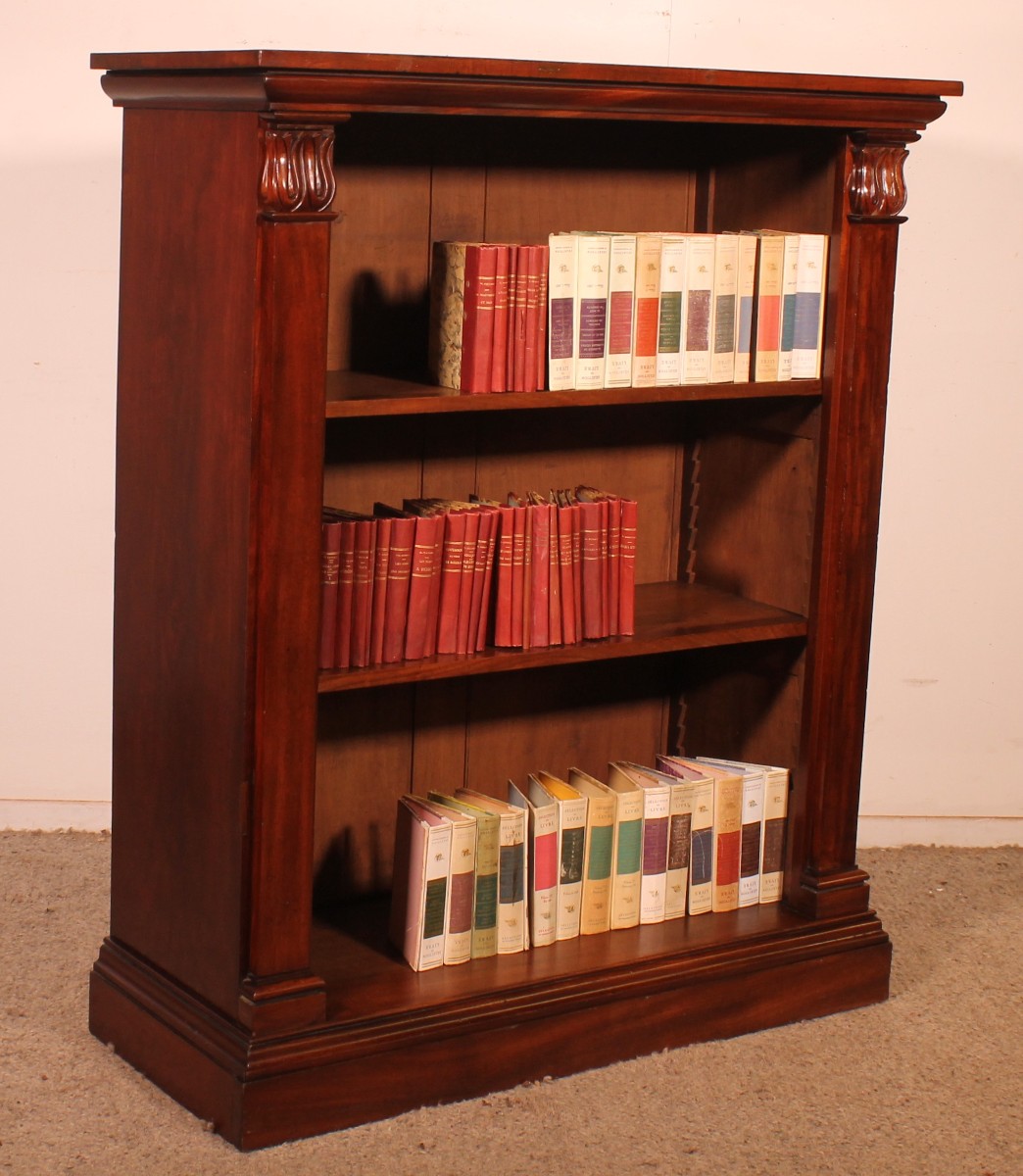 Open Bookcase In Mahogany William IV Circa 1830-england With Secret Drawer