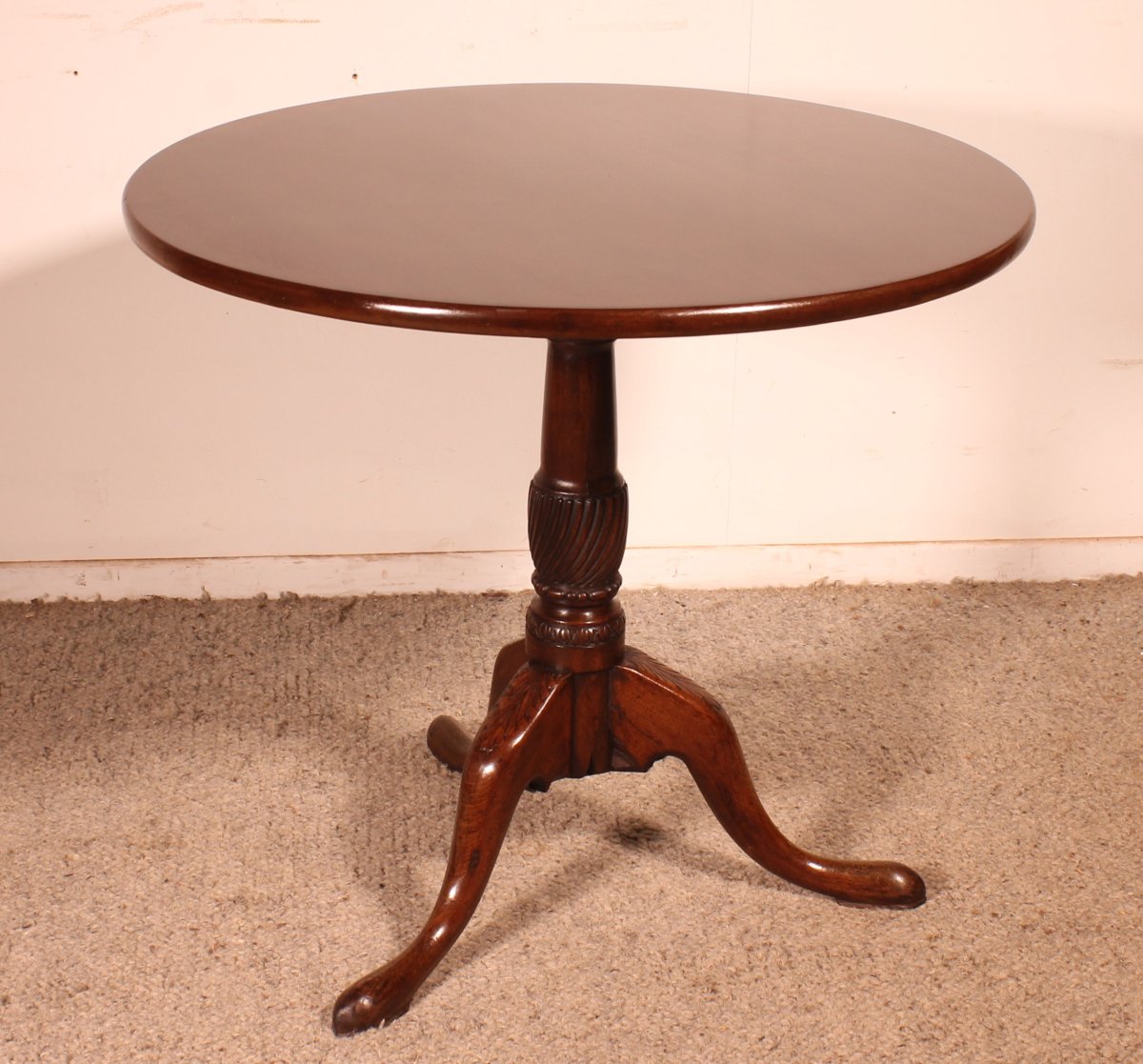 Mahogany Tripod Table Or Tiltop Table With One-piece Top - 18th Century-photo-2