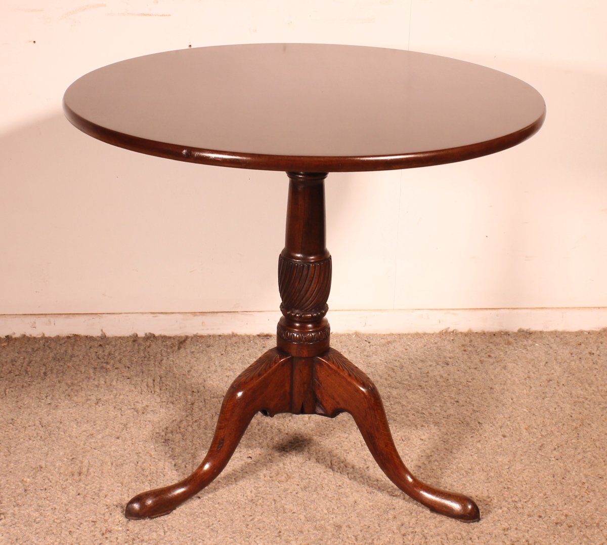 Mahogany Tripod Table Or Tiltop Table With One-piece Top - 18th Century-photo-3