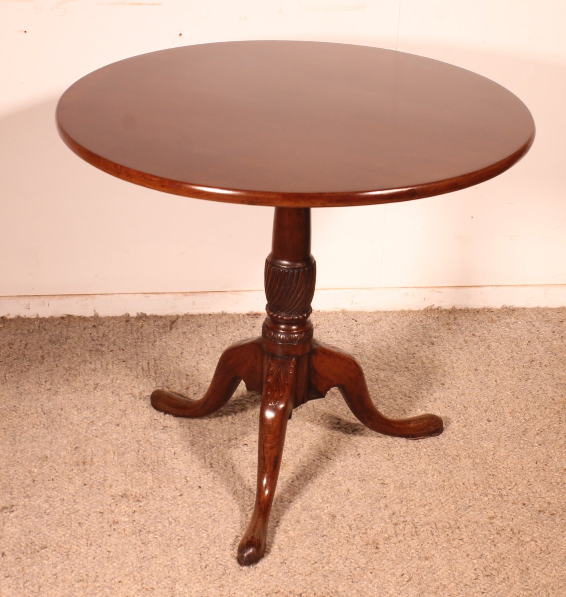 Mahogany Tripod Table Or Tiltop Table With One-piece Top - 18th Century-photo-3