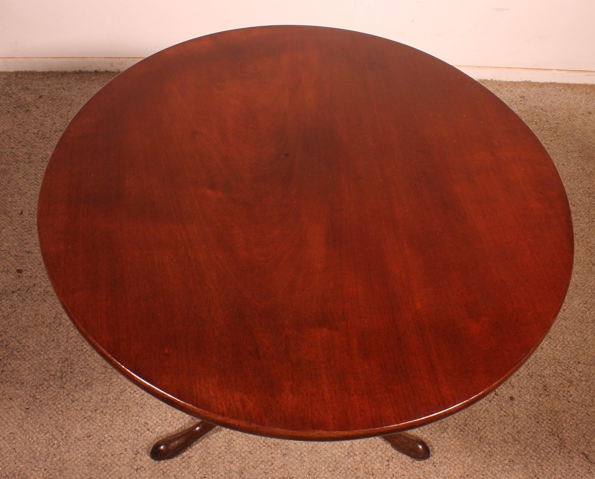Mahogany Tripod Table Or Tiltop Table With One-piece Top - 18th Century-photo-5
