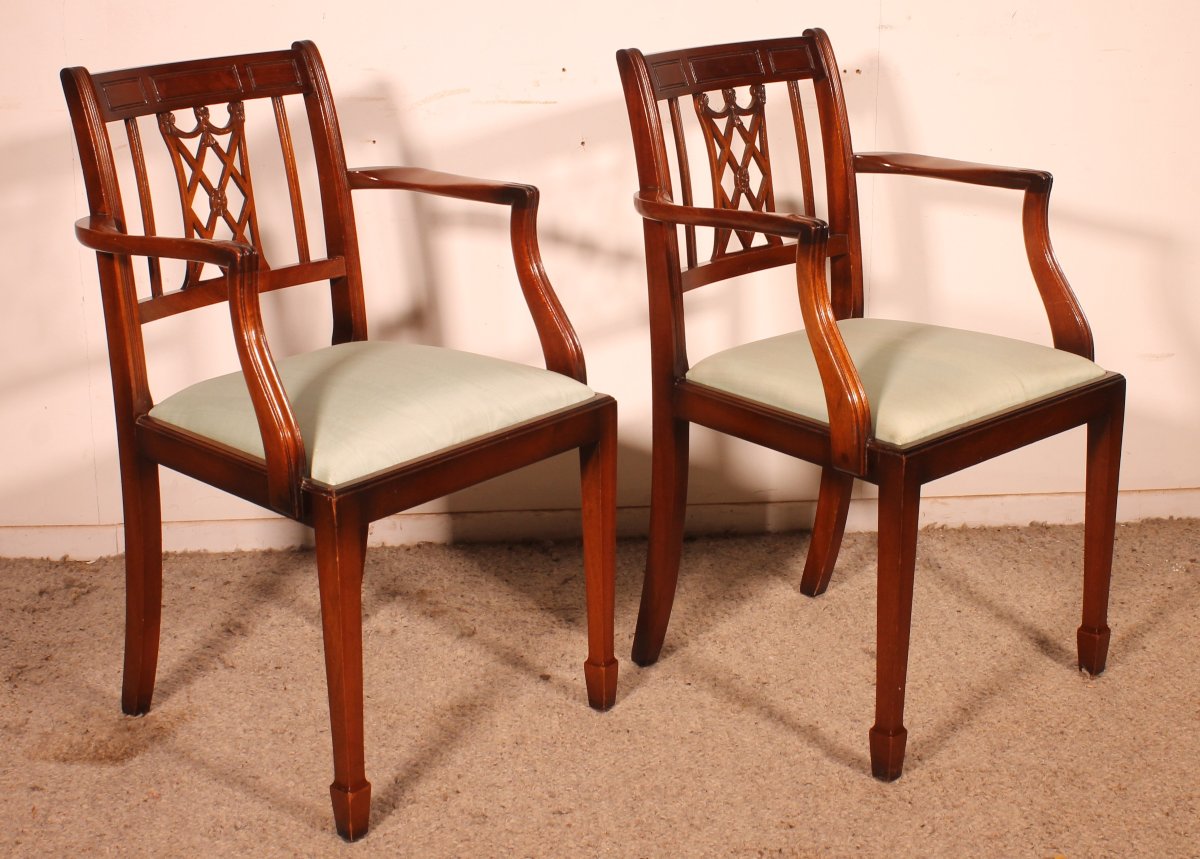 paire de fauteuils en acajou de style hepplewhite-photo-4