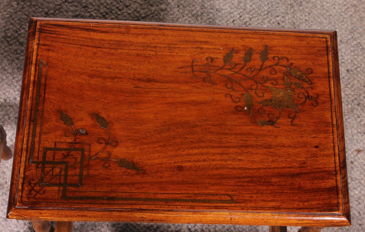 Nesting Tables In Satin-wood And Brass Inlays-photo-2