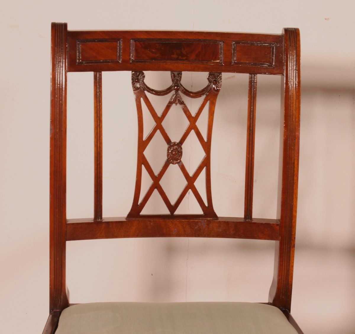 2 Hepplewhite-style Mahogany Chairs And 1 Armchair (desk Set)-photo-3