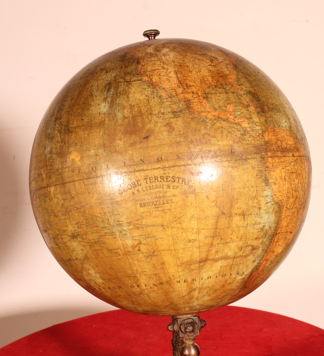 Globe terreste par Lebègue - 19° siècle-photo-2
