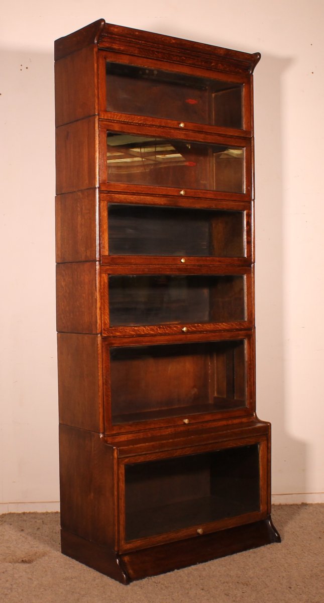 Stacking Bookcase In  Oak Of 6 Elements With An Advanced Lower Part  (height 2m19)-photo-2