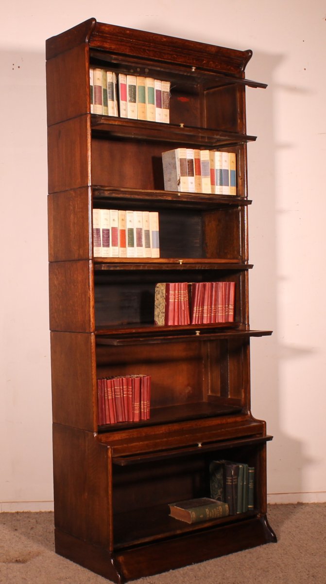 Stacking Bookcase In  Oak Of 6 Elements With An Advanced Lower Part  (height 2m19)-photo-3