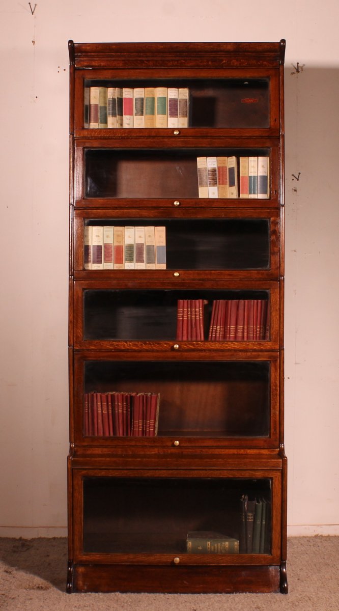 Stacking Bookcase In  Oak Of 6 Elements With An Advanced Lower Part  (height 2m19)-photo-2