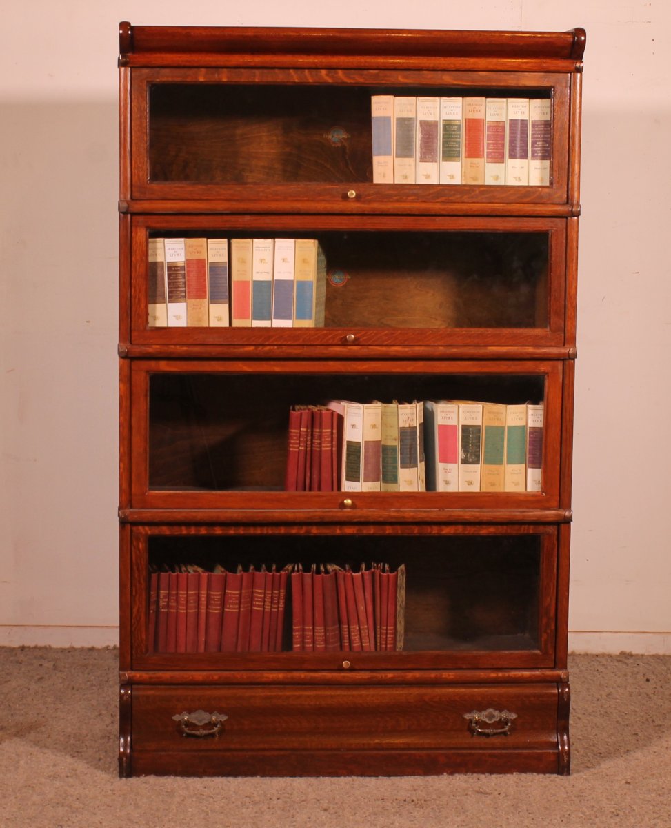 Bibliothèque Globe Wernicke En chêne De 4 éléments avec tiroirs-photo-3