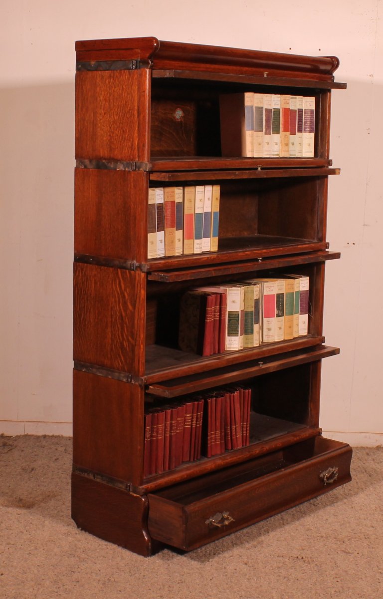 Bibliothèque Globe Wernicke En chêne De 4 éléments avec tiroirs-photo-3