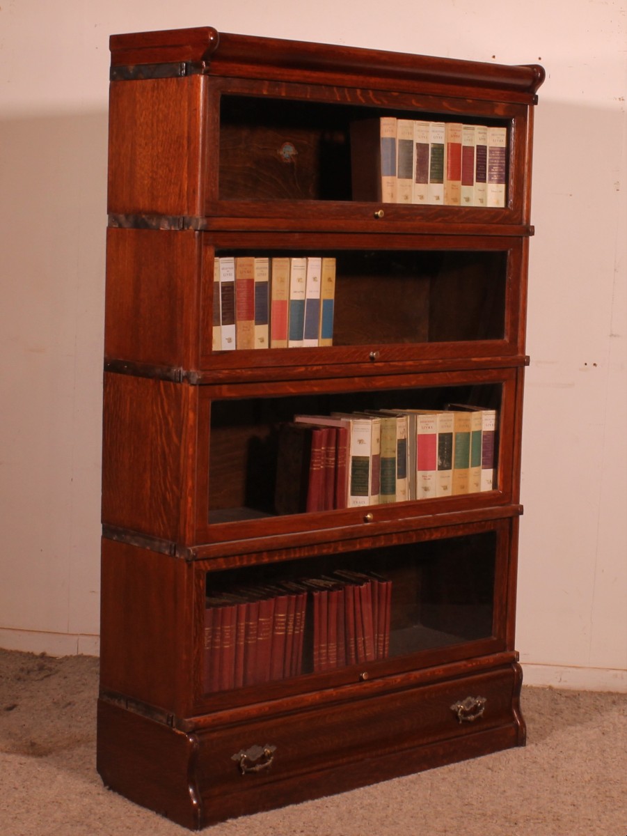 Bibliothèque Globe Wernicke En chêne De 4 éléments avec tiroirs