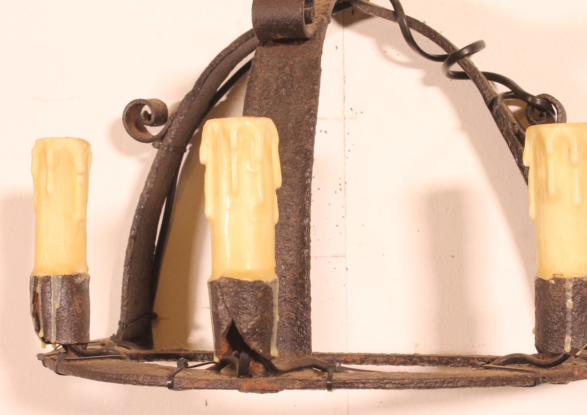 Pair Of Medieval-style Wrought-iron Sconces-photo-4