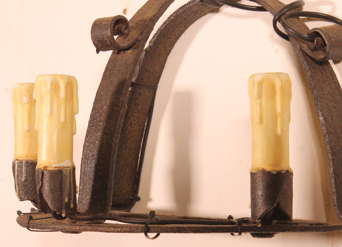 Pair Of Medieval-style Wrought-iron Sconces-photo-2