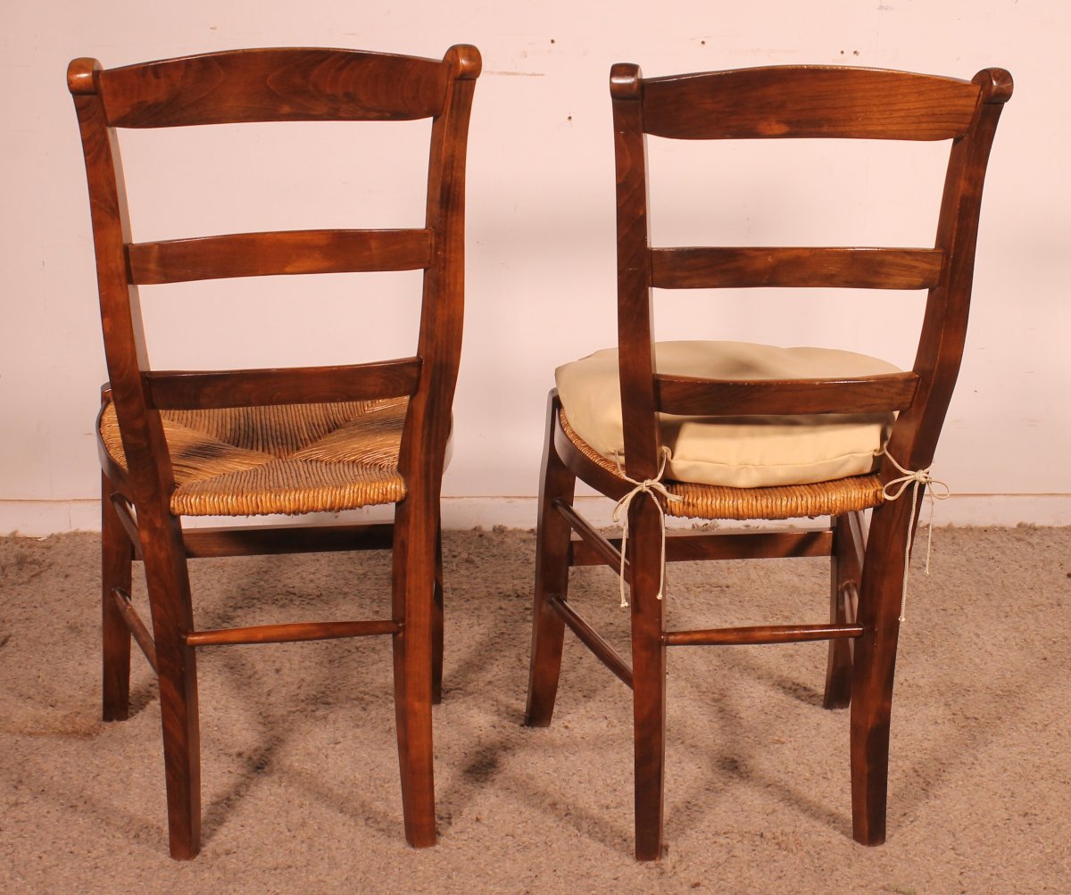 Set Of 8 Straw Chairs In Cherry Wood-photo-6