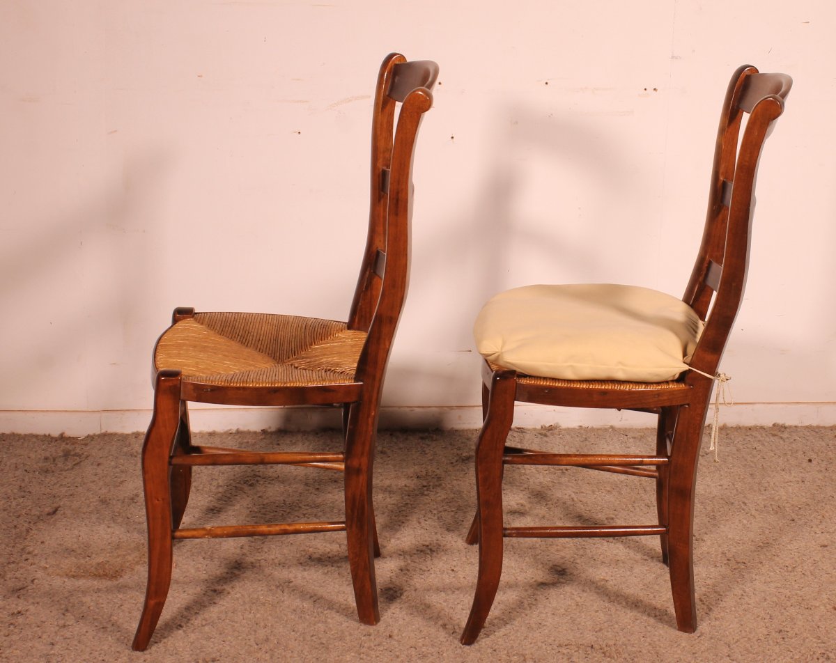 Set Of 8 Straw Chairs In Cherry Wood-photo-7