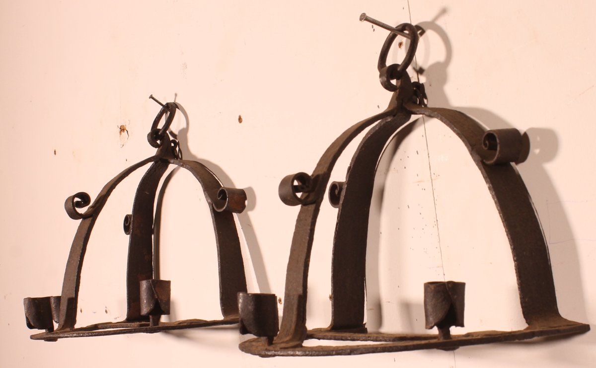 Pair Of Medieval-style Wrought-iron Sconces-photo-1