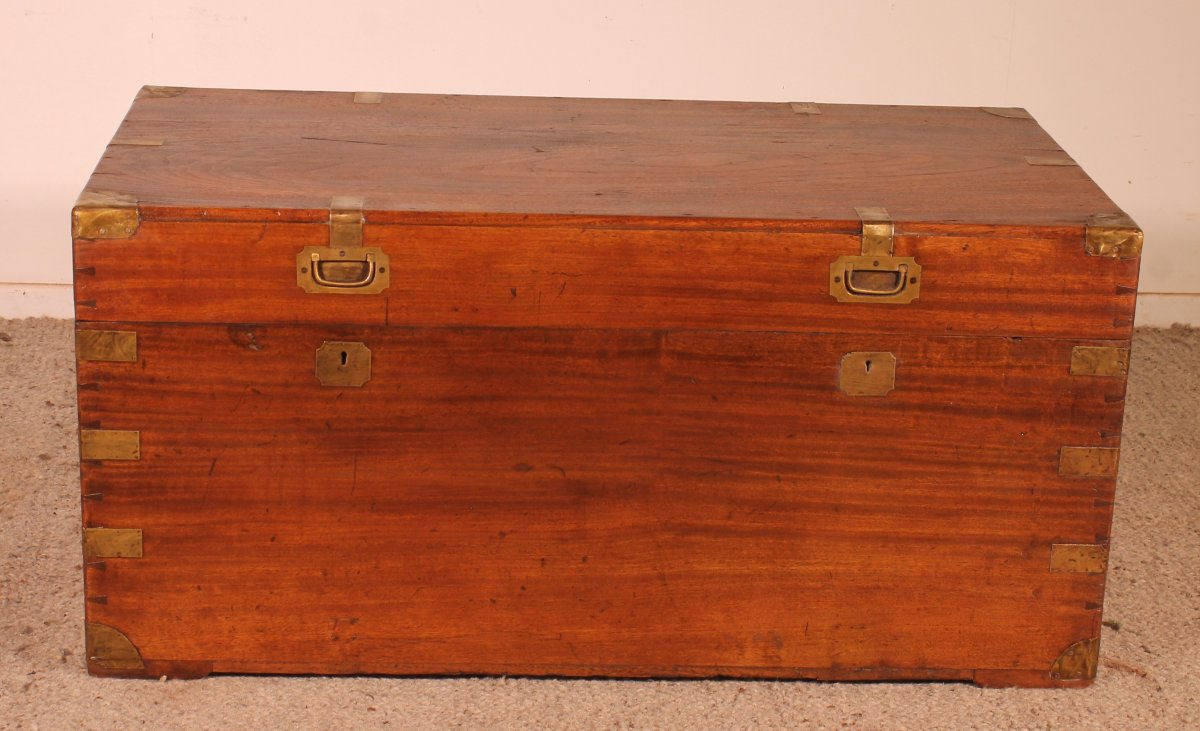 Near Pair Of 19th Century Marine Chests With Double Locks-photo-3