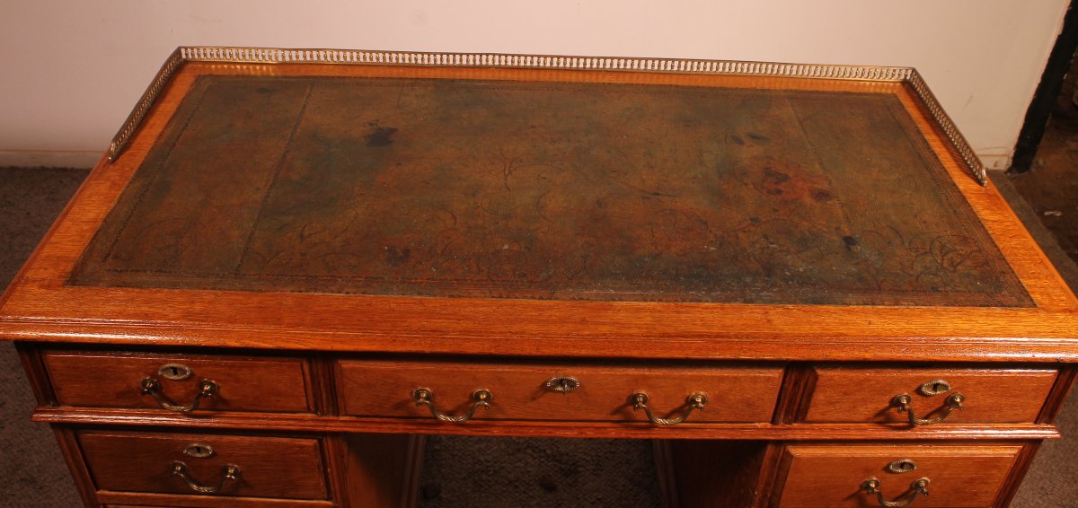 19th Century Oak Pedestal Desk-photo-7