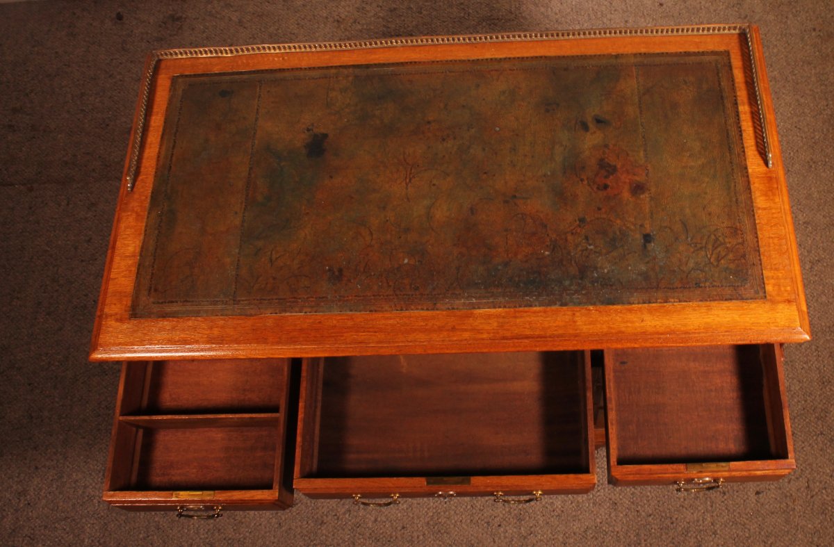 19th Century Oak Pedestal Desk-photo-8